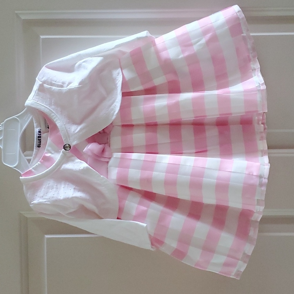 Baby Toddler Girls Pink Striped Party Dress Shrug Size 12 18 24 months 2T 3T NWT